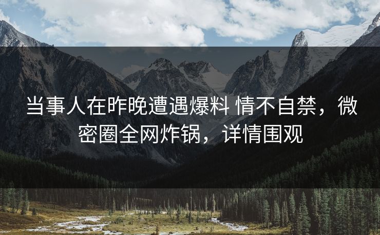当事人在昨晚遭遇爆料 情不自禁,微密圈全网炸锅,详情围观 当事人在昨晚遭遇爆料 情不自禁,微密圈全网炸锅,详情围观